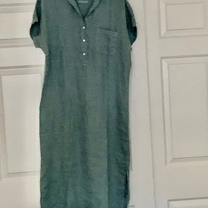 Grayson dusty blue linen popover dress